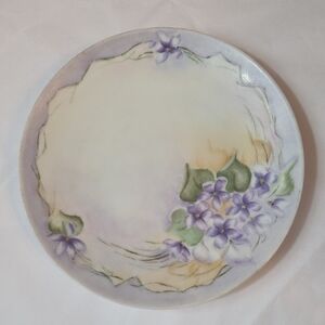 Floral Decorative Plate with Purple Accents